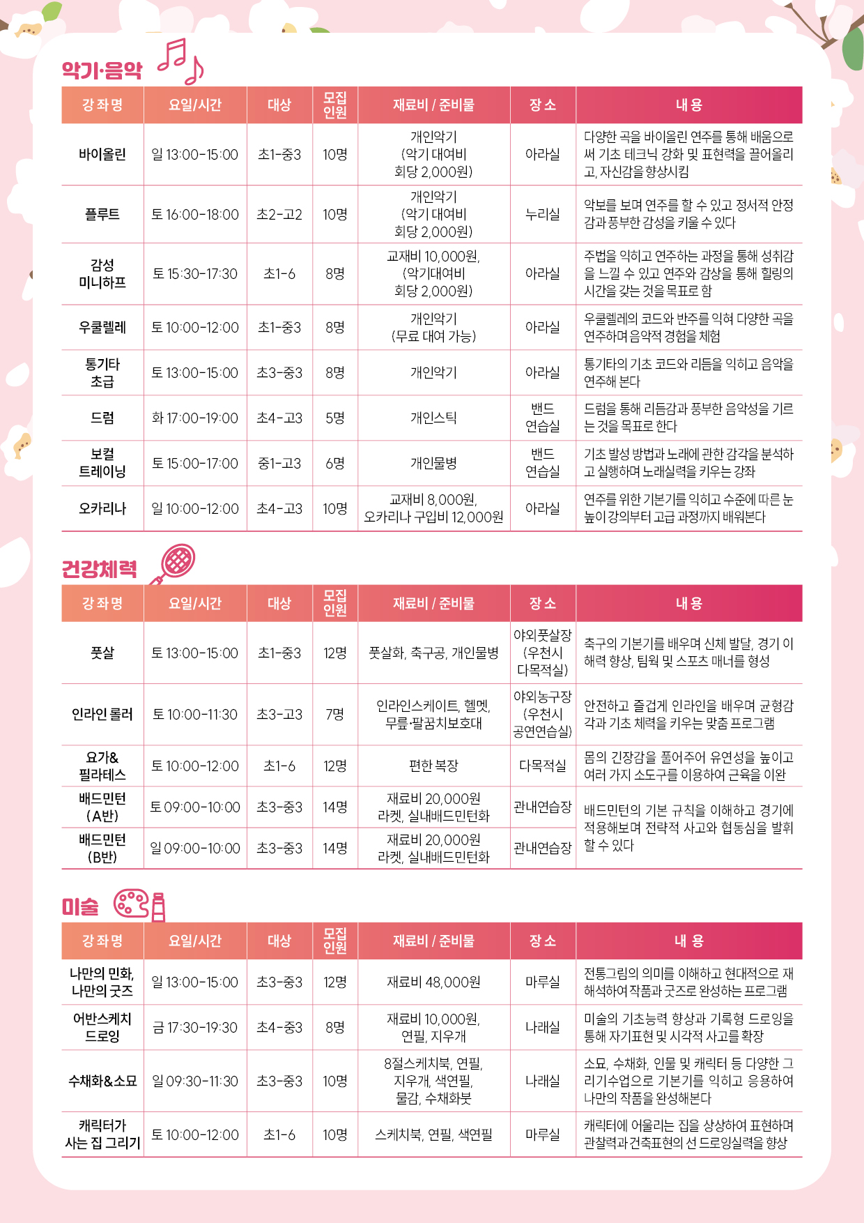 강릉시 청소년수련관 2026년 상반기 문화강좌 수강생 모집 이미지 2